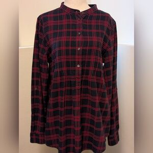 Lands' End Black and Red Plaid Shirt